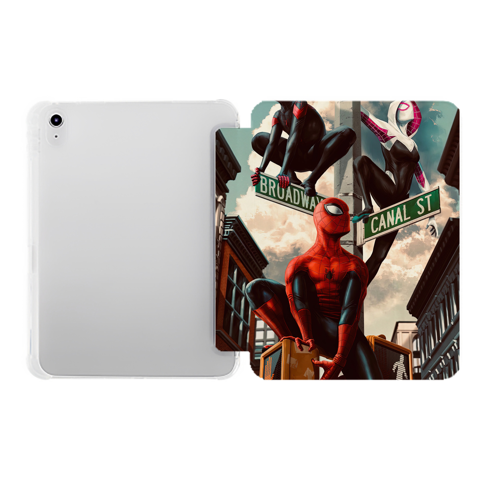 （画像用） Spider Man スパイダーマン IPad ケース ペン収納付き 三つ折りスタンド PUレザー×シリコン 対応機種9.5/10.5/10.9インチ
